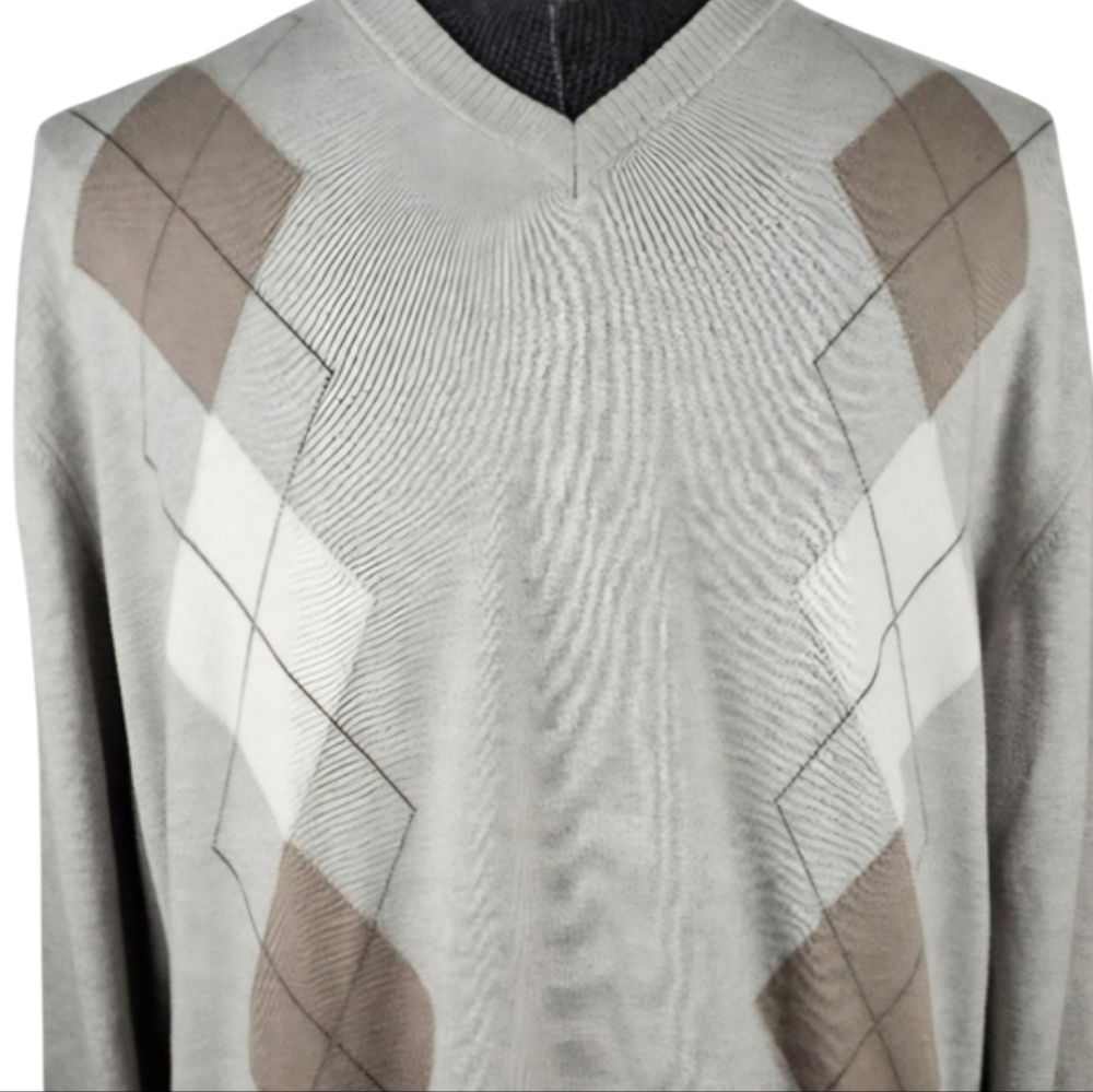 Luigi Baldo Cashmere Blend Men's Argyle Long Sleeve Sweater Size XL